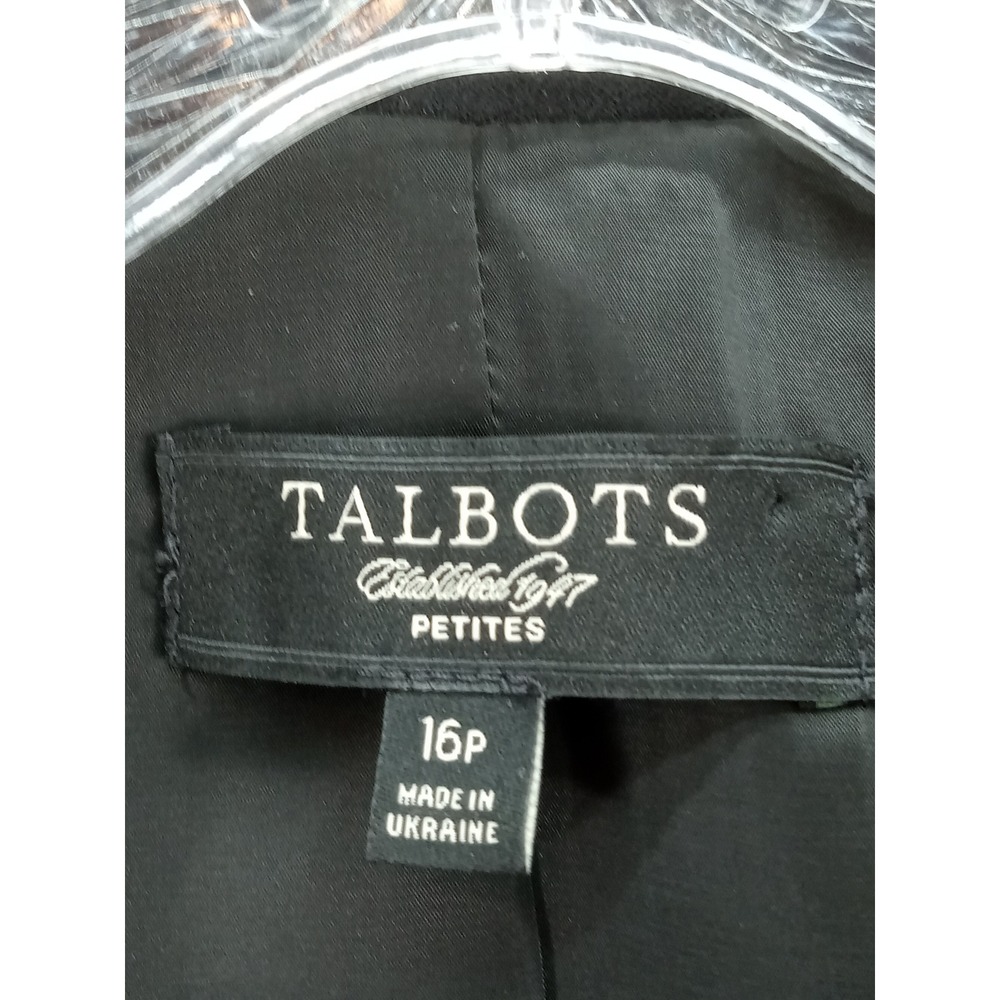 Talbots Blazer Jacket Womens 16P Double Breasted Black Wool Blend Professional - Picture 2 of 10